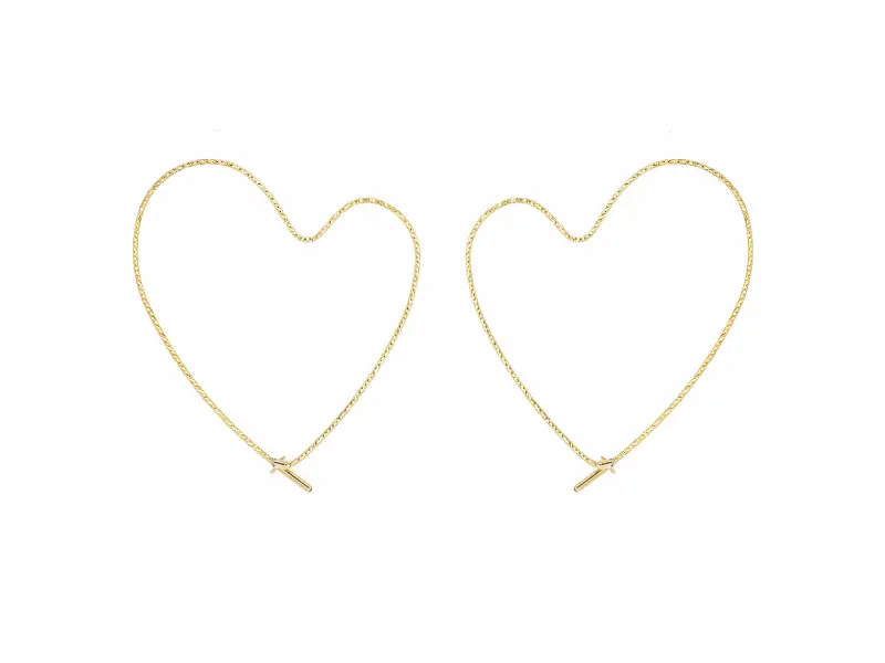 18KT YELLOW GOLD SMALL HEART EARRINGS LOVE MAGICWIRE OR248/OG